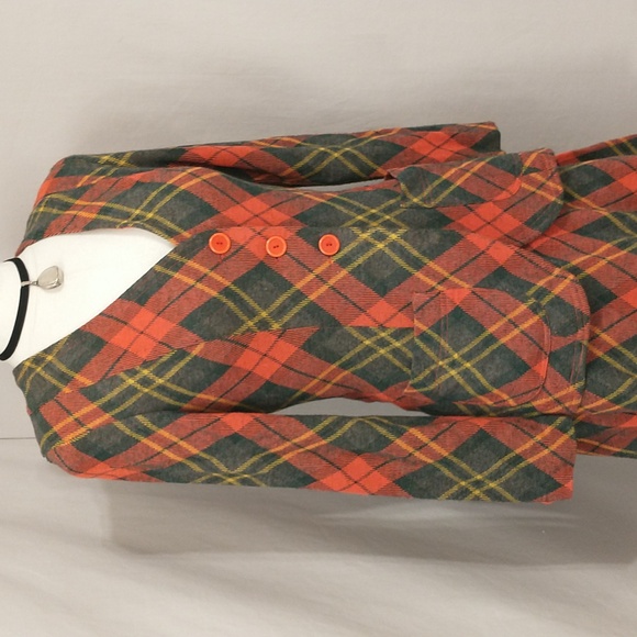 Red Plaid Knit Skirt Set 70s Vintage St. Cloud Acrylic Knit Long Jacket Short Sk - Picture 3 of 14